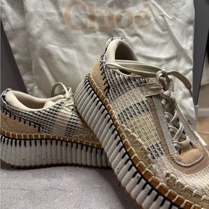 Chloé Platform Beige and Black Sneakers
